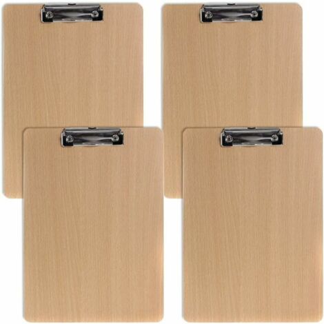 4 Pièces Bois Porte Bloc A4 Avec Pince,Planchettes à Pince Bois,Porte Blocs,A4 Planchettes à Pince,Planchettes à Pince,Bois Porte Bloc A4,Convient Aux Bureaux,écoles,Hôpitaux,Restaurants
