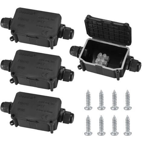 4 Pièces Boîte de Jonction étanche IP66, Boite de Derivation Etanche Exterieur, Connecteur de Câble 2 Voies Connexions PG9 pour Câble Ø3-8mm Ø6mm-10mm