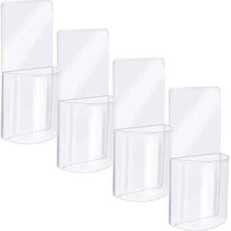 4 Pièces Boîte de Rangement Mural Support de Télécommande Transparent Organisateur de Médias en Acrylique Pratique