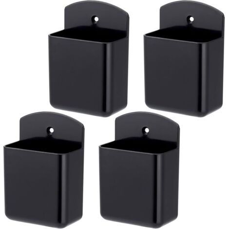 4 Pièces Boîtes de Rangement Autocollantes, supports de télécommande autocollant, support mural de télécommande pour contrôleur, boîte organisatrice porte-stylo noir pour brosse, stylos