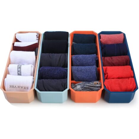 4 pièces Boîtes de Rangement pour Sous-vêtements Chaussettes, Organisateur de Tiroir de Placard, Diviseur de Tiroir Organisateur pour Maison, Soutiens-gorge, Chaussettes, Culottes