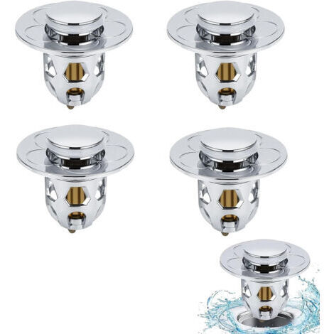 4 Pièces Bonde de Lavabo Universel Pop Up,Bonde de Lavabo Pop-Up avec Filtre Anti-Clogging,Flitre de Vidange Anti-Bloqué,Bouchon Baignoire pour Lavabo Cuisine,pour Orifice de Vidange 34-40mm