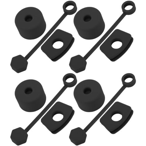 4 Pièces Bouchons Anti-Fuites en Silicone pour Tasse, Couvercles Carrés et Ronds avec Couvre-Paille, Accessoires Gobelets Noirs