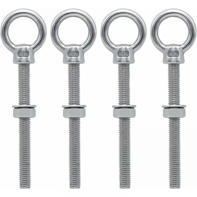 4 pièces Boulons à oeil M10 x 100 mm Vis à Anneau M10 avec filetage métrique en acier inoxydable pour Fixation et Suspension