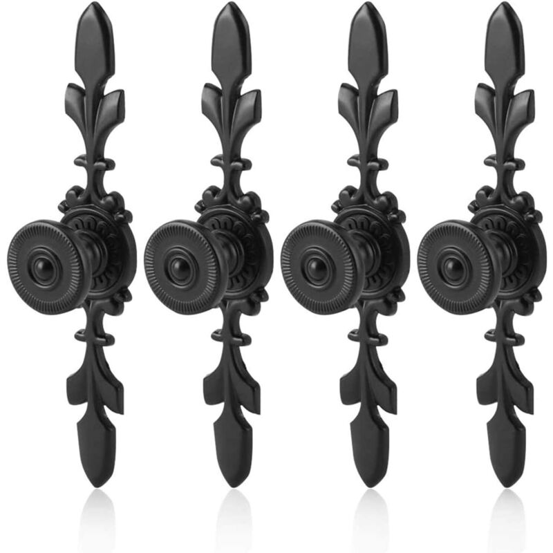 4 Pièces Boutons de Porte Poignée Style Vintage, Poignée D'armoire Rétro en Aluminium Noir, pour Portes de Garde-robe Simples et Modernes, Tiroirs