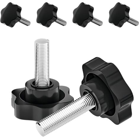 4 Pièces Boutons de Serrage M6 x 16mm Étoile en Plastique Moletées Vis de Serrage Bouton, Vis Fixation Serrage Bouton, Star Vis Moletée