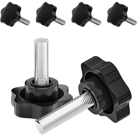 4 Pièces Boutons de Serrage M6 x 16mm Étoile en Plastique Moletées Vis de Serrage Bouton, Vis Fixation Serrage Bouton, Star Vis Moletée