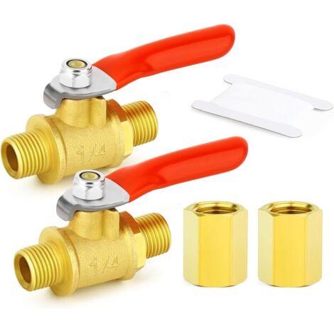 4 pièces Brass Ball Valve Adapter Kit, 2 pièces raccord en laiton femelle BSP 1/4 et 2 pièces robinet à bille mâle BSP 1/4