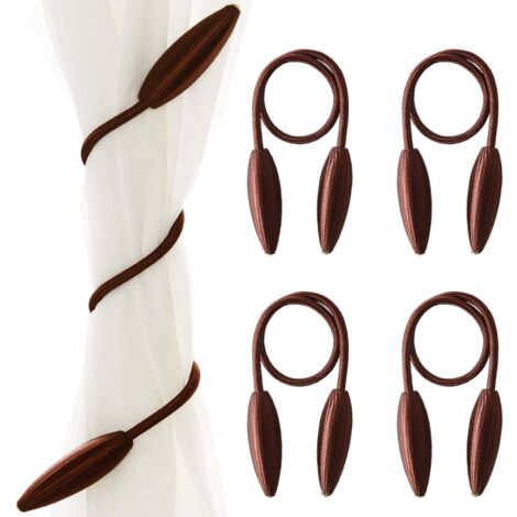 4 pièces bricolage torsion rideau embrasse Clips créatif décoratif fenêtre drapé torsion embrasses draperies retenue (marron)
