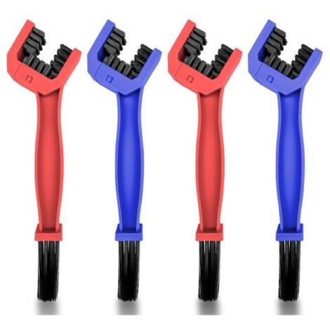 4 Pièces Brosse Chaine Moto Rouge et Bleu, Brosses de Nettoyage pour Chaîne de Vélo, Voiture Interieur Exterieur pour Vélos et Moto
