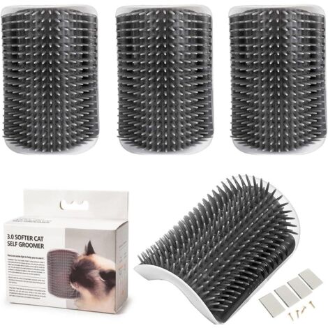 4 Pièces Brosse d'angle, Plastique durable, Design rainuré, Auto-massage, Pour chat poils longs et courts