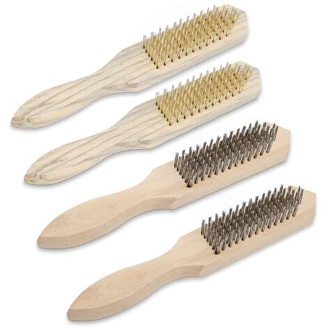 4 Pièces Brosse Metallique, dont Brosses Métalliques et Brosse Laiton, Brosse Metallique a Main pour Enlever la Peinture, Rouille, Scories de Soudure, Saleté