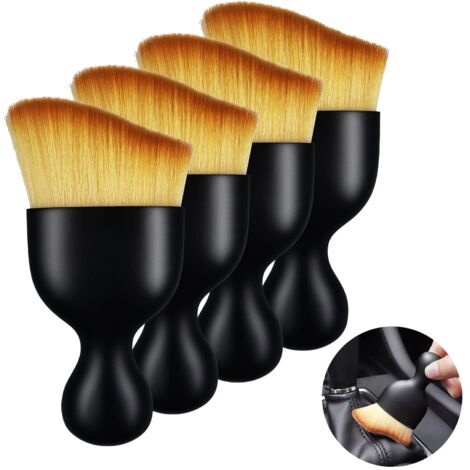4 Pièces Brosse Nettoyage Voiture Interieur, Pinceau Nettoyage Voiture Souple Detailing, Nettoyage Voiture Interieur Pro pour Moteur/Tableau de Bord/Bouches Daération/Intérieur