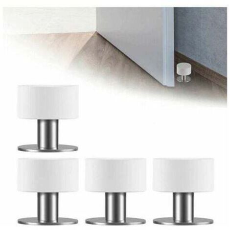 4 Pièces Butoir de Porte Murale Adhesif, SL.GT Butoir Arrêts de Porte Door Stoppers Butée de Porte Sol Inox avec Caoutchouc Antichoc, Ruban Adhésif Double Face 3M