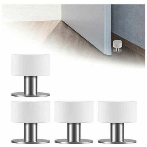 4 Pièces Butoir de Porte Murale Adhesif, SL.GT Butoir Arrêts de Porte Door Stoppers Butée de Porte Sol Inox avec Caoutchouc Antichoc, Ruban Adhésif Double Face 3M