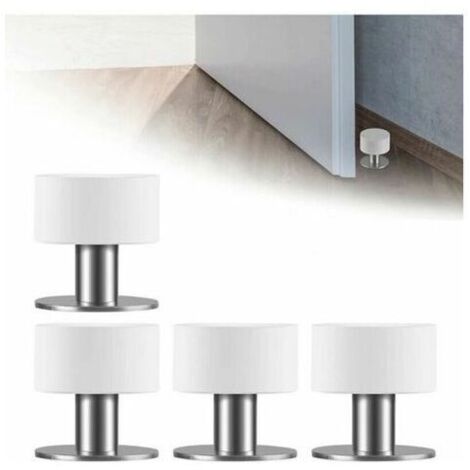 4 Pièces Butoir de Porte Murale Adhesif, SL.GT Butoir Arrêts de Porte Door Stoppers Butée de Porte Sol Inox avec Caoutchouc Antichoc, Ruban Adhésif Double Face 3M