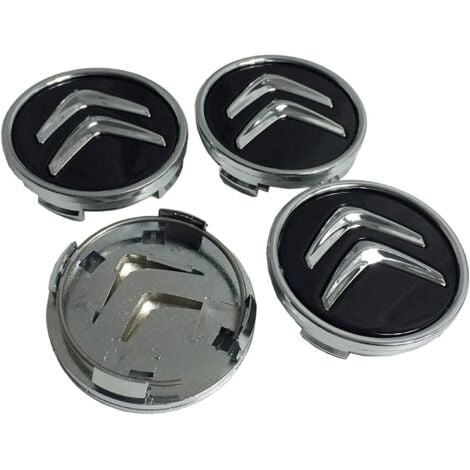 QIYAO 4 pièces Cache Moyeux pour Citroën 60mm C1 C2 C3 C4 C5 Cache Moyeu ABS Cache de Roue Centrale ABS Accessoires de Voiture, Noir