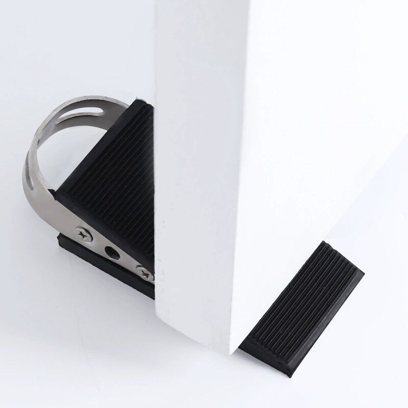4 Pièces Cale de Porte en Caoutchouc Cale de Porte Cale-Porte Mobile Protection de Porte Noir Cale en Caoutchouc Antidérapant avec Supports en Acier