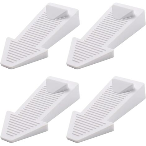 4 pièces cale porte, caoutchouc, hauteur réglable, antidérapante, pour carrelage et sol, blanc