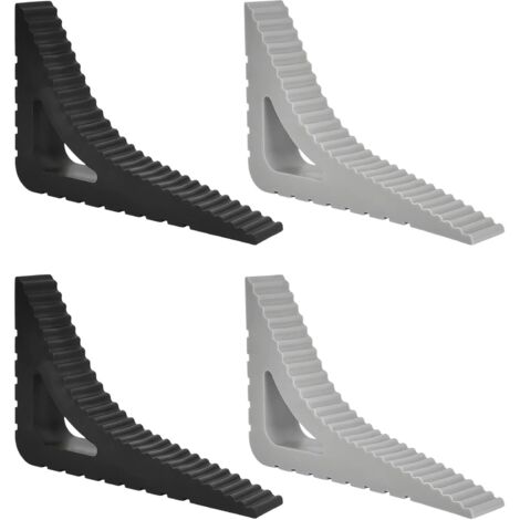 4 Pièces Cale Porte Sol, Antidérapant Cale Porte Caoutchouc, Triangulaire Bloc Portes Securite Caoutchouc, Noir et Gris Arrêts de Portes, pour Maison, Bureau, Hôtel