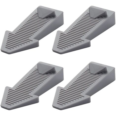4 pièces Cale Porte Sol Caoutchouc, Antidérapante Bloc Hauteur Réglable Arrêt de Porte, Non Toxique, Non Odeur, pour Carrelage, Sol - Gris