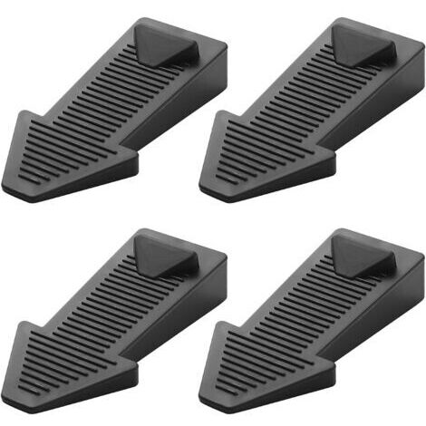 4 pièces Cale Porte Sol Caoutchouc, Antidérapante Bloc Hauteur Réglable Arrêt de Porte, Non Toxique, Non Odeur, pour Carrelage, Sol - Noir