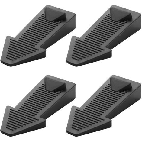 4 pièces Cale Porte Sol Caoutchouc, Antidérapante Bloc Hauteur Réglable Arrêt de Porte, Non Toxique, Non Odeur, pour Carrelage, Sol - Noir