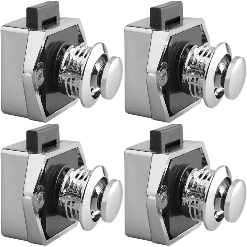 4 Pièces Camping Car Accessoires Bouton Poussoir,Serrure Camping Car,Loquet à Bouton Poussoir pour Placard, tiroir, Porte, Camping-Car, Caravane