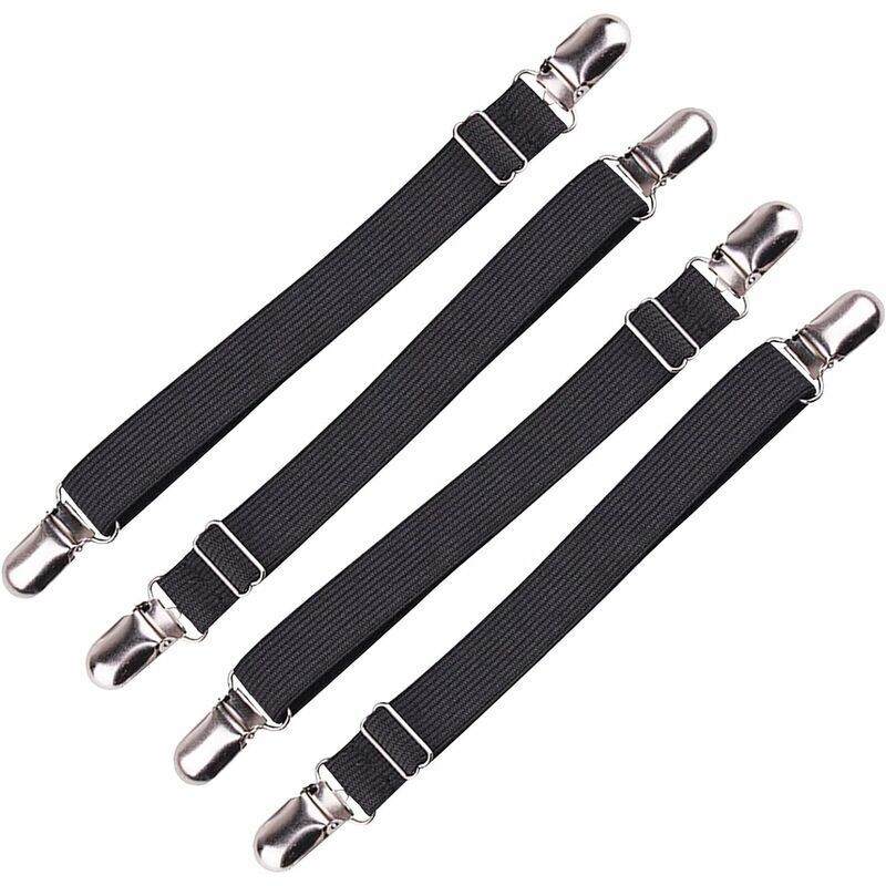 VURAHOME - 4 Pièces Ceinture D'Extension De Drap De Lit Clip De Drap Réglable Clip De Matelas Élastique Tendeur De Drap Application De Coussin De