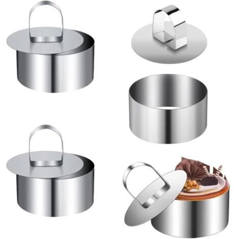 4 Pièces Cercle a Patisserie Acier Inoxydable Anneaux à Dessert Emporte Piece Rond pour Desserts Biscuits Pâtisserie Gâteaux - sh