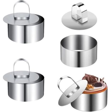 4 Pièces Cercle a Patisserie Acier Inoxydable Anneaux à Dessert Emporte Piece Rond pour Desserts Biscuits Pâtisserie Gâteaux - sh