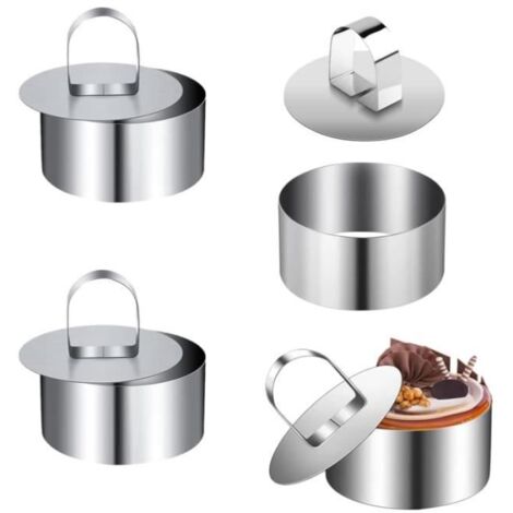 4 Pièces Cercle a Patisserie Acier Inoxydable Anneaux à Dessert Emporte Piece Rond pour Desserts Biscuits Pâtisserie Gâteaux-yd