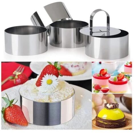 4 Pièces Cercle a Patisserie,Emporte Piece Patisserie,Moule Gateau, de Cuisson Anneau à Gâteau en Acier Inoxydable Moules à Mousse