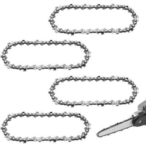 4 Pièces Chaine Tronconneuse 10 cm, Chaine de Tronconneuse, Mini Chaînes de Tronçonneuse de 4 Pouces, Mini Chaînes pour Tronçonneuse Portatives Sans Fil, avec Guide Meule 28 Drive Links
