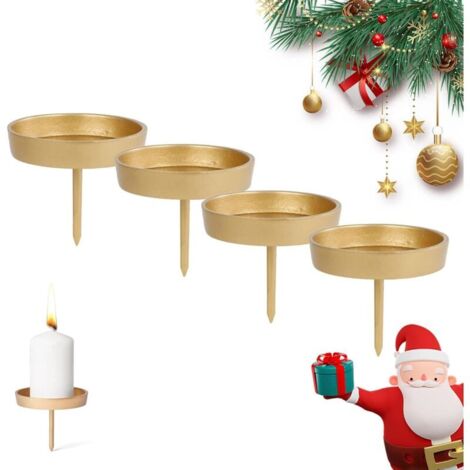 4 Pièces Chandelier Bougeoir Dorés, 8cm Chandelier de Mariage, Porte Bougie Decoration Noël, pour décor dîner aux chandelles, Saint Valentin, Anniversaire Décorations D'ornement de Chandelier