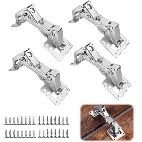 4 Pièces Charniere Invisible à 170 Degrés, Charniere Porte Placard avec Vis, Grand Angle Charnière Hydraulique pour Armoires de Cuisine et Penderies