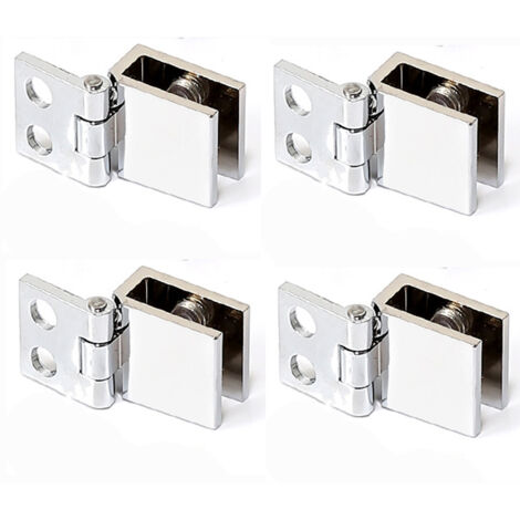 4 Pièces Charnière Meuble Porte en Verre, Charnière à Pince, Clip de Porte en Verre, Convient pour Vitrine, Ouverture et Fermeture du Verre