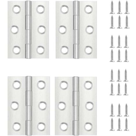 4 Pièces Charniere Porte,Charniere Inox,Charnière Invisible,Charnière plate,Porte Placard/Petites Portes/Tiroirs/Fenêtres/Pianos/Coffret à Bijoux Armoires de Quincaillerie de Meubles de Maison