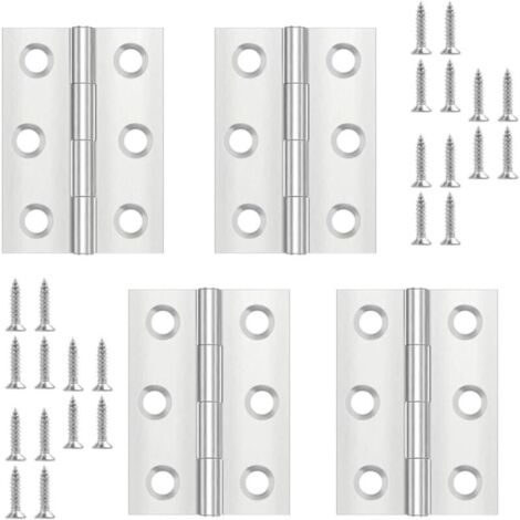 4 Pièces Charniere Porte,Charniere Inox,Charnière Invisible,Charnière plate,Porte Placard/Petites Portes/Tiroirs/Fenêtres/Pianos/Coffret à Bijoux Armoires de Quincaillerie de Meubles de Maison