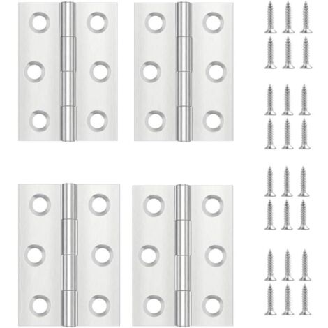 4 Pièces Charniere Porte,Charniere Inox,Charnière Invisible,Charnière plate,Porte Placard/Petites Portes/Tiroirs/Fenêtres/Pianos/Coffret à Bijoux Armoires de Quincaillerie de Meubles de Maison