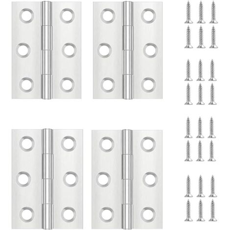 4 Pièces Charniere Porte,Charniere Inox,Charnière Invisible,Charnière plate,Porte Placard/Petites Portes/Tiroirs/Fenêtres/Pianos/Coffret à Bijoux Armoires de Quincaillerie de Meubles de Maison