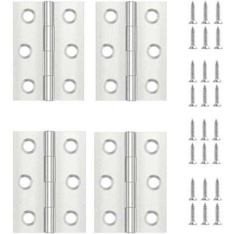 4 Pièces Charniere Porte,Charniere Inox,Charnière Invisible,Charnière plate,Porte Placard/Petites Portes/Tiroirs/Fenêtres/Pianos/Coffret à Bijoux Armoires de Quincaillerie de Meubles de Maison