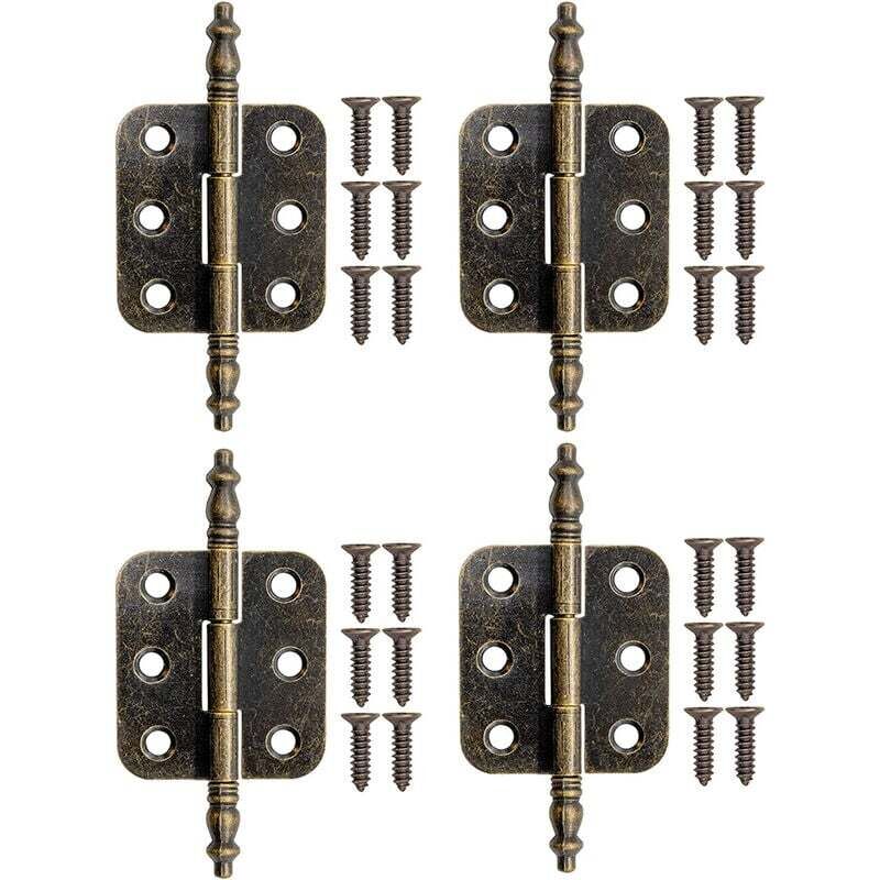Linghhang - 4 Pièces Charnières Pliant pour Armoire en Bronze Charnières en Fer pour Tiroir Boîtes 70x35mm avec Vis