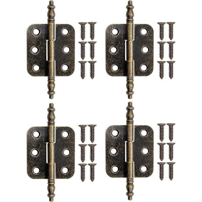 4 Pièces Charnières Pliant pour Armoire en Bronze Charnières en Fer pour Tiroir Boîtes 70x35mm avec Vis