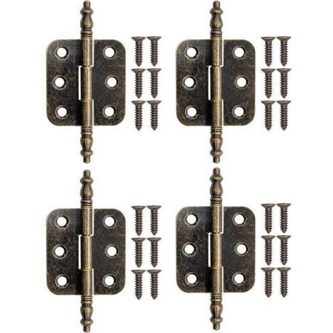 4 Pièces Charnières Pliant pour Armoire en Bronze Charnières en Fer pour Tiroir Boîtes 70x35mm avec Vis
