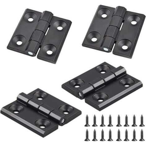 4 Pièces Charnières pour Placards, Noir Charnières Aluminium, Butt Charnière à Roulement Billes, Trous de Charnière Plats Pliants, Exterieur Charnière Inox, pour Tables Pliantes, Armoires, Meubles
