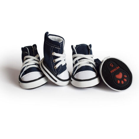 4 pièces Chien Bottes Classique décontracté Denim Toile Style Chaussures pour Animaux de Compagnie Styles de Sport Petit Chien Chaussures Ati-Slip Chaussures Chien Petit Animal Bottes