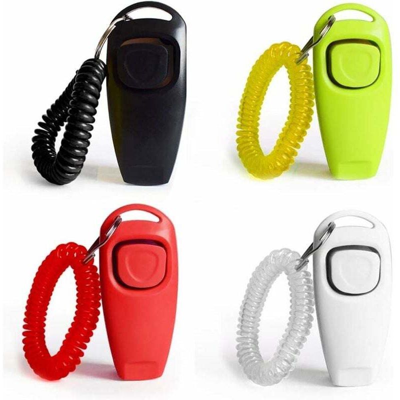 4 Pièces Chien Clicker Sifflet de Chien 2 en 1 de Clicker de Dressage avec Dragonne et Grand Bouton pour Chien, Chat ou Cheval Multicolore,4