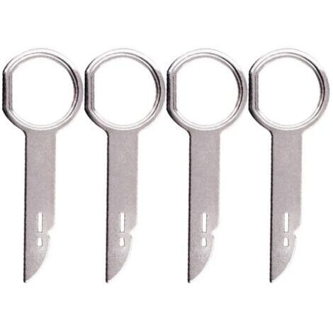 4 Pièces Clé Extraction autoradio, Demontage Cle Outils de DéMontage de Garnitures Universel Autoradio, Acier Inoxydable Clef Extraction Autoradio