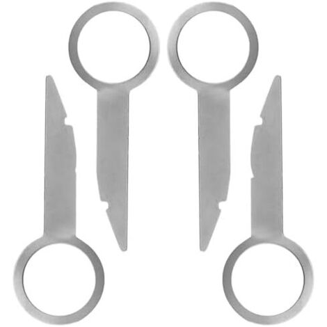 4 Pièces Clé Extraction Autoradio,76mm Acier Inoxydable Clef Autoradio,Universel Autoradio Outil demontage Garniture,pour démonter Les radios de Voiture(Argent) -